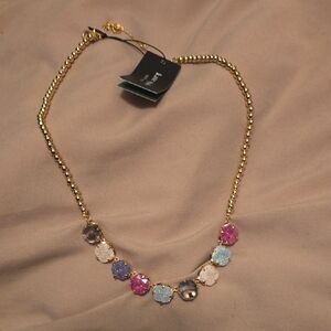 NWT Kate Spade Gold-Tone Multicolor Crystal Necklace
